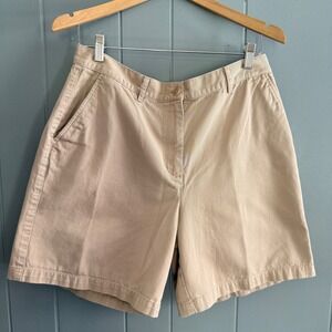 Lauren Ralph Lauren Khaki Shorts 90s Style Cotton Classic Fit Size 12 Preppy‎